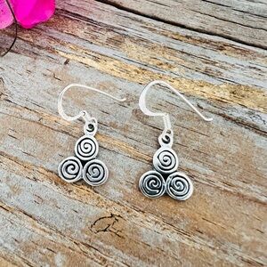 Sterling Silver Triskelion Swirl Celtic Earrings